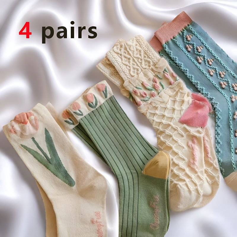 No Show Sock Women - 4 paia di calzini floreali set